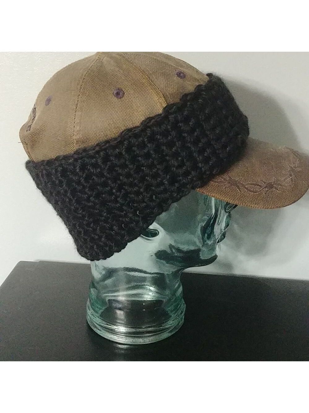 Just in! Handmade Crocheted Contoured Unisex Headband/Earwarmer Black